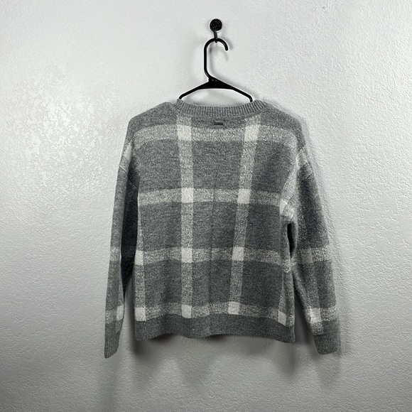 Anne Klein Gray Checkered Women's Sweater Long Sleeved Crew Neck Sz M Fall Chic - Picture 8 of 10